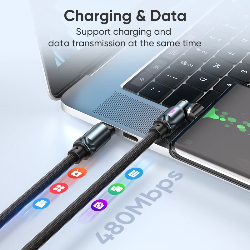 240W Type-C to Type-C Mobile Phone Data Cable Fast Charging 540 Degree Charger USB-C Suitable for Laptop MacBook Samsung iPhone