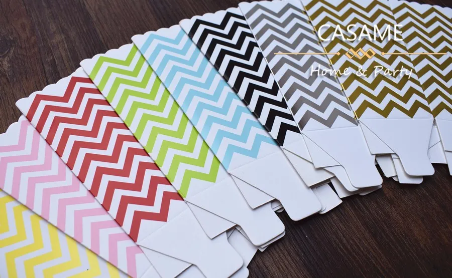 12 قطعة الفشار صندوق ملون شيفرون المشارب دوت الذهب هدية صندوق حفلة لصالح الزفاف البوب الذرة طفل أكياس الديكور الطرف المسروقات