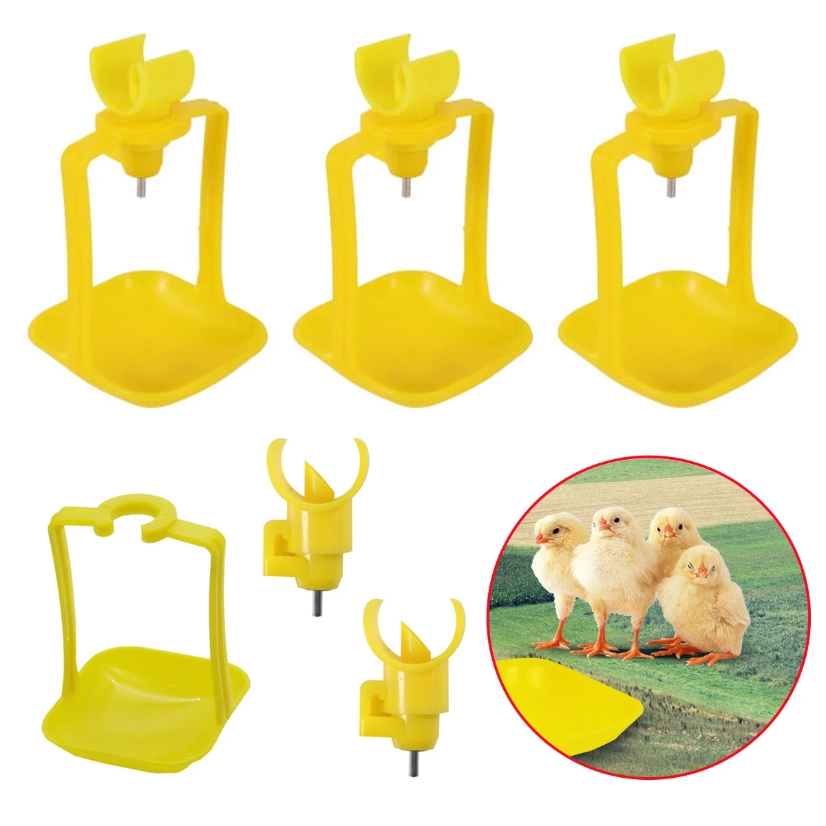 5 pièces Abreuvoirs suspendus pour volailles (poulets, canards, pigeons, cailles) avec tétine demi-ronde