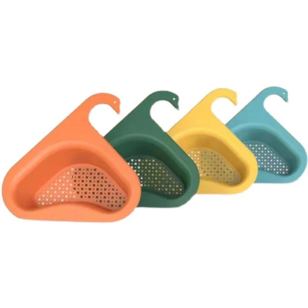 1PCS Triangular Sink Strainer Drain Fruit Vegetable Drainer Basket Suction Cup Sponge Rack Storage Kitchen Tools Sink Filter