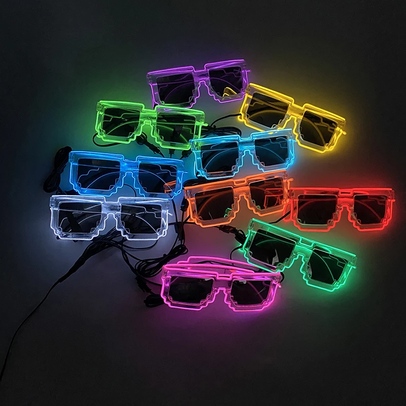 Newstyle Luminous LED Glasses Rave Party Masquerade Carnival Christmas Cosplay Prop Led Light Up Neon Mosaic Shape Glasses