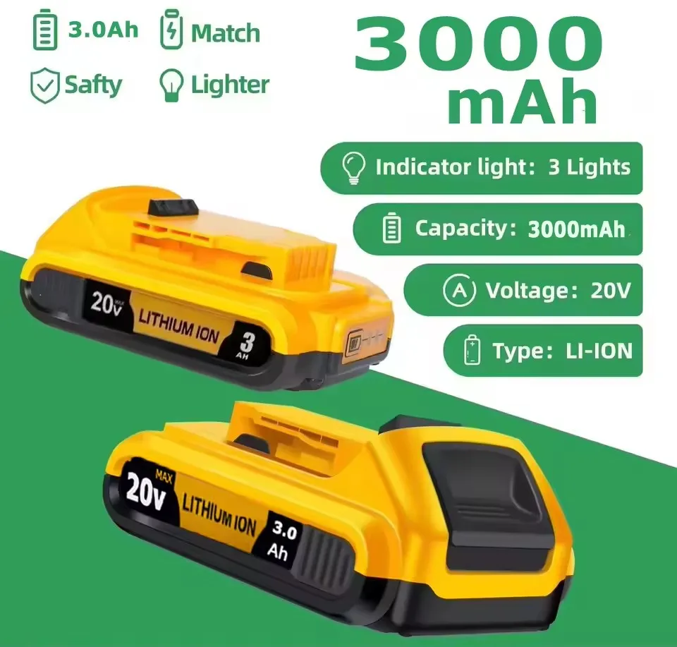 NEW For DeWalt 18v 20Volt Max Lithium  Batteries  3000mAh DCB203  DCB206 DCB205 DCB204 DCB200 Power Tools battery