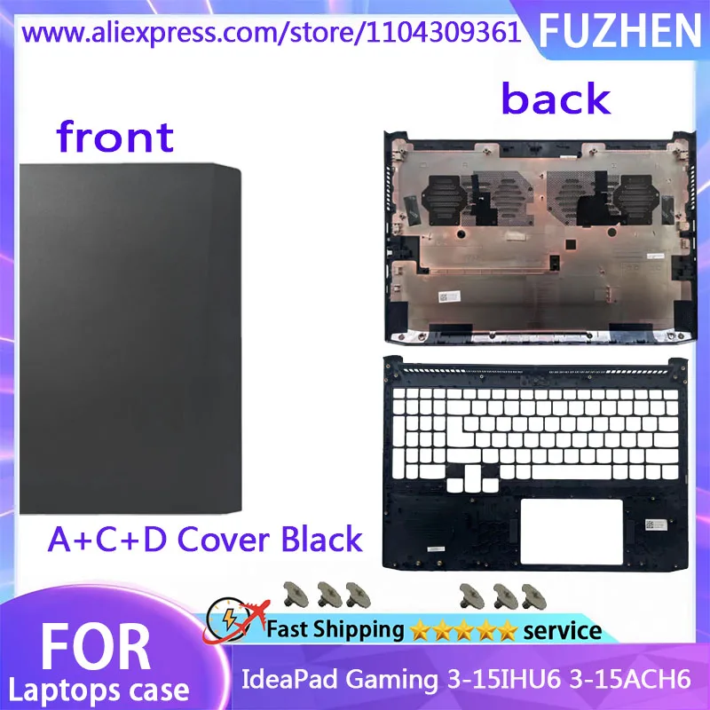 

New For deapad Gaming 3-15IHU6 3-15ACH6 LCD Rear Cover/Palm Pad/Bottom Cover/Top Cover Black