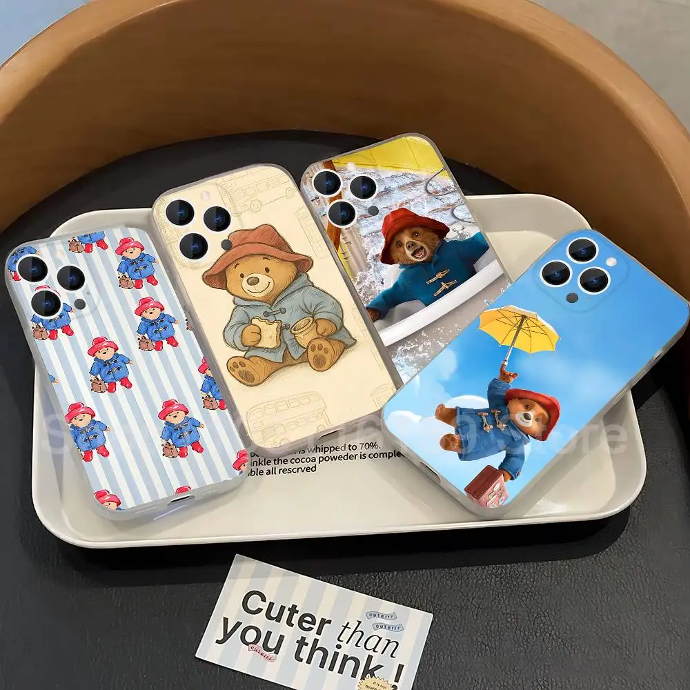 

P-Paddington Bear Cute Phone Case For iPhone 17,16,15,14,13,12,11 Pro,Max,Plus,X,XS,XR,SE4,E Mini Transparent Soft Cover