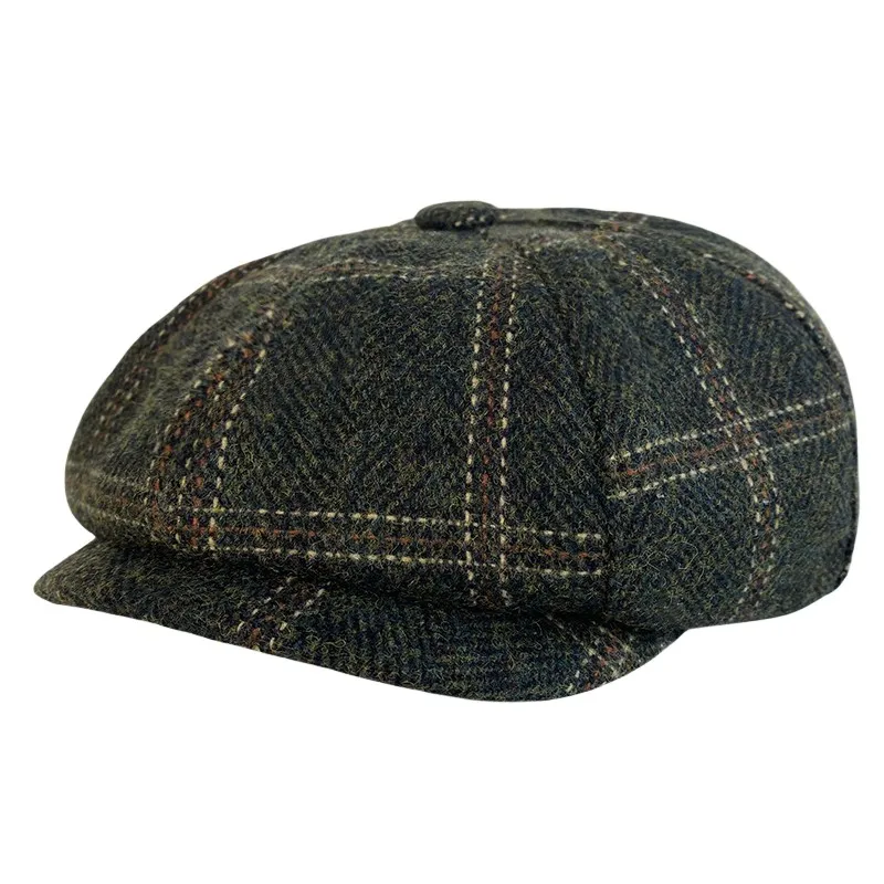 New Wool Plaid Newsboy Caps Autumn Winter Fashion Men Women British Painters Hats Berets Woolen Hats Casual  Hats for Men