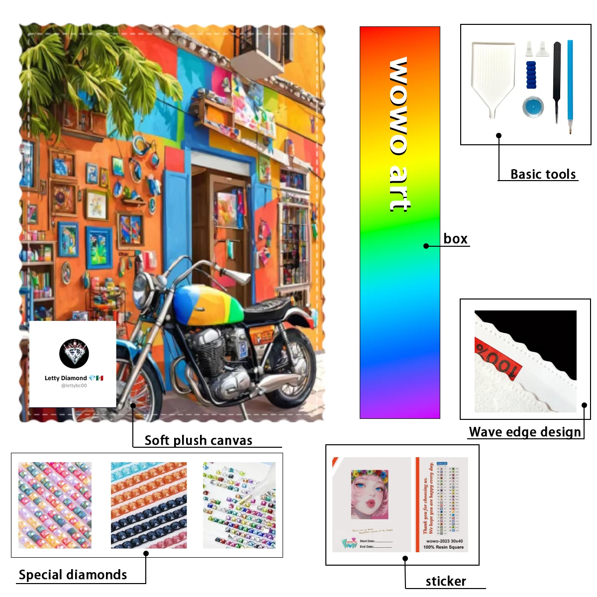 

【Letty Diamond art】The motorcycle in front of the house 100% resin FD+ab+xc Diamond Stamping Kit Perfect Masterpiece worth Buy