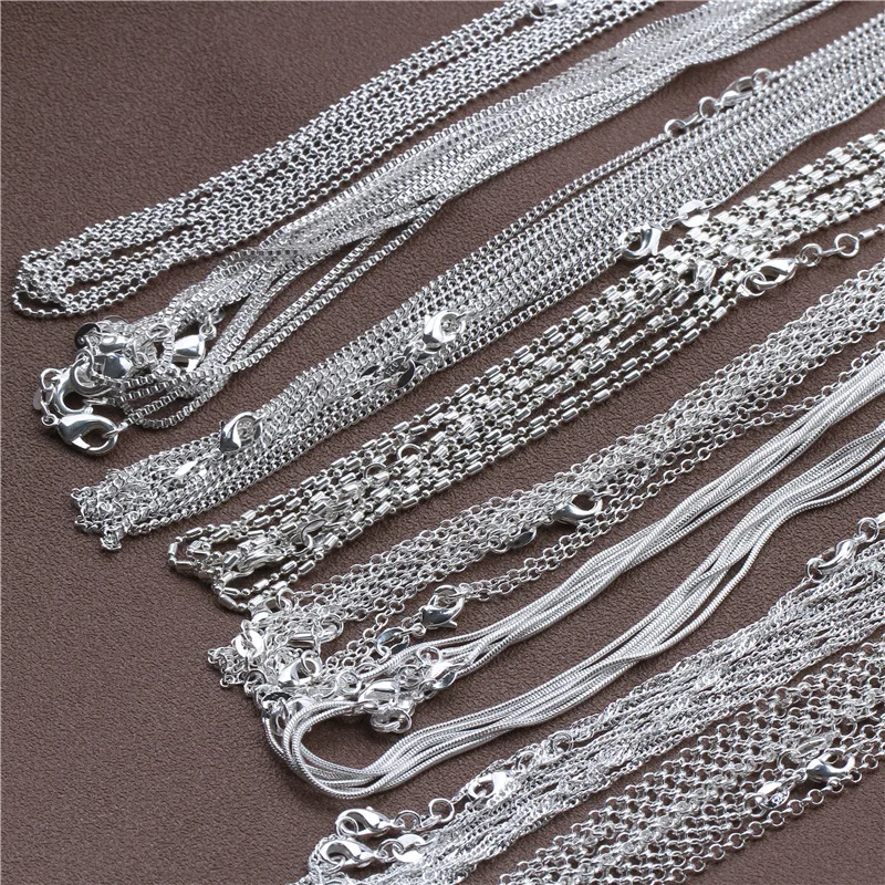 1 Stück 925 Sterling Silber 16-30 Zoll Rolo Bead Figaro Kette Halskette für Männer Frauen 9 Designs Modeschmuck – Detail 1