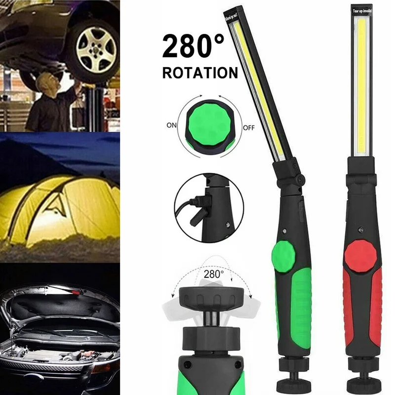 USB ricaricabile COB LED Work Light USB ricaricabile torcia gancio luce di ispezione portatile per riparazione auto, Garage domestico, emergenza