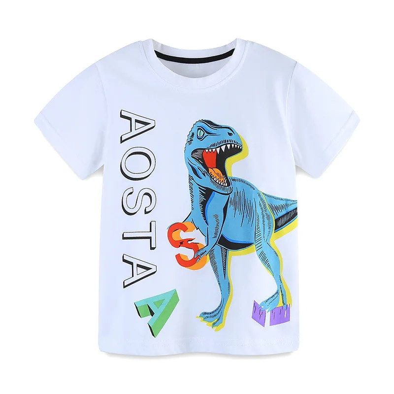 Ropa para niños pequeños De 2 A 8 Años, camiseta De manga corta con estampado De dinosaurio De dibujos animados