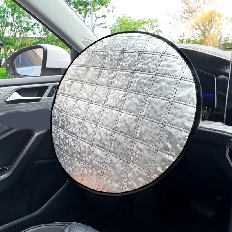 Car Steering Wheel Sun Shade Cover UV-Blocking Steering Sun Cover 42CM Universal Sun Visor Protector Prevent Aging