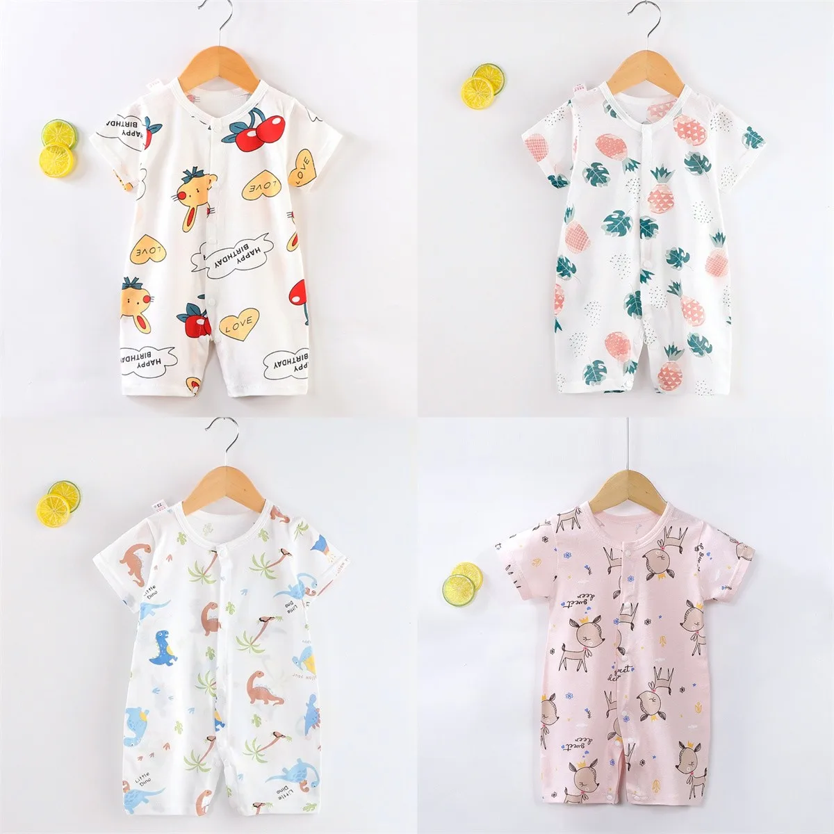 0-24month Baby Clothes Summer Toddler Jumpsuit Printed Fashion Cute Infantil Costume Cotton Short Sleeve Climbing Clothes Onesie