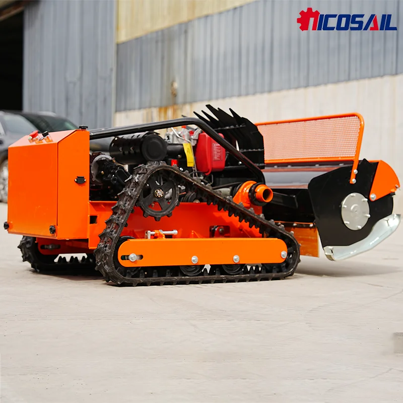 860 مللي متر الزاحف التحكم عن بعد آلة المزرعة التلقائي آلة تقطيع الفراشي بستان صغير Weeder الجبهة شنت جزازة العشب تقطيع العشب #1