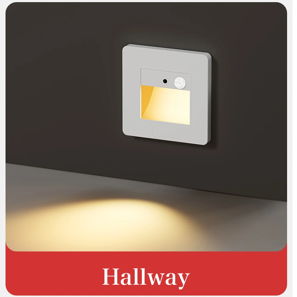 LED Motion Sensing Step Lamp Recessed Infrared Human Induction Wall Lamp Ladder Staircase Corridor Bedroom Night Lighting