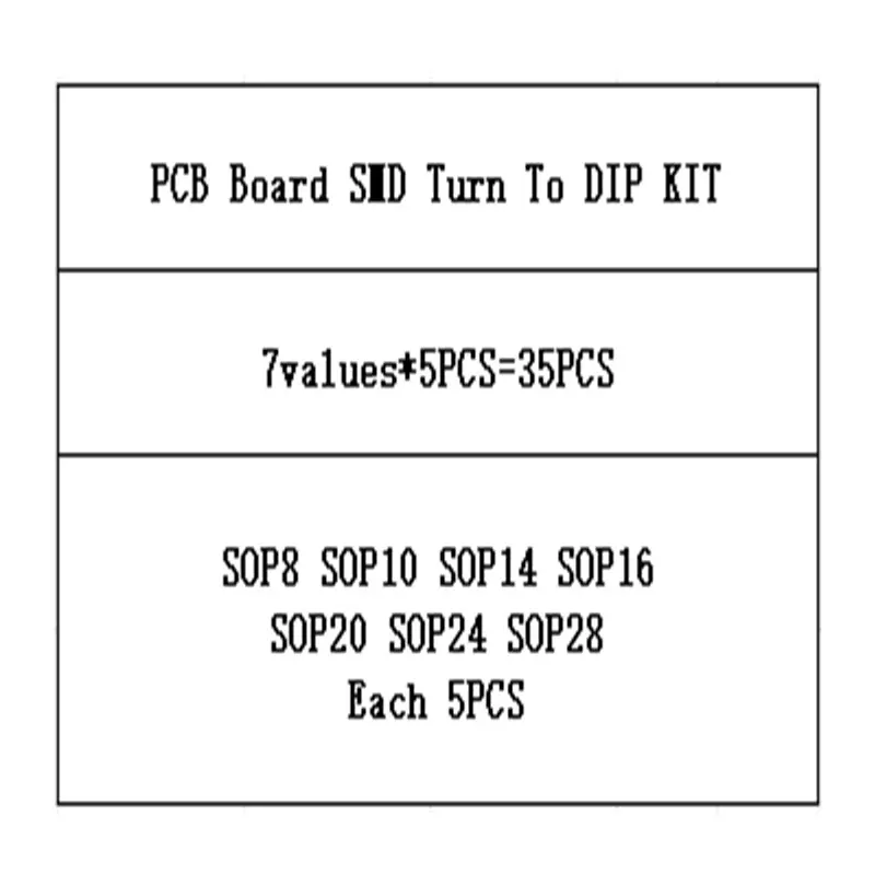 35pcs=7value*5pcs PCB Board Kit SMD Turn To DIP SOP MSOP SSOP TSSOP SOT23 8 10 14 16 20 24 28 SMT To DIP