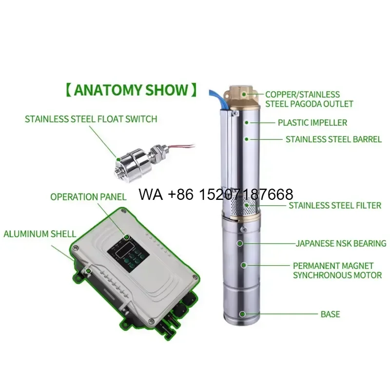 Wmwmnu Complete Set 3 Inch Solar Powered Submersible Irrigation Water Pump for Agriculture