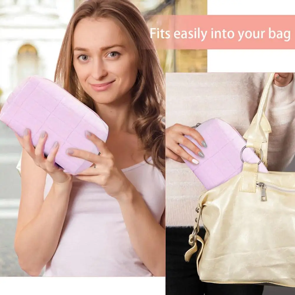 大型固体毛皮化粧品収納袋女性ジッパー化粧オーガナイザーハンドバッグ文具鉛筆ケース旅行メイクアップバッグ