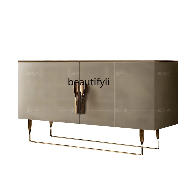 Light Luxury Stainless Steel Sideboard Cabinet High-End Villa Living Room Entrance Curio Cabinet American Shoe Cabine