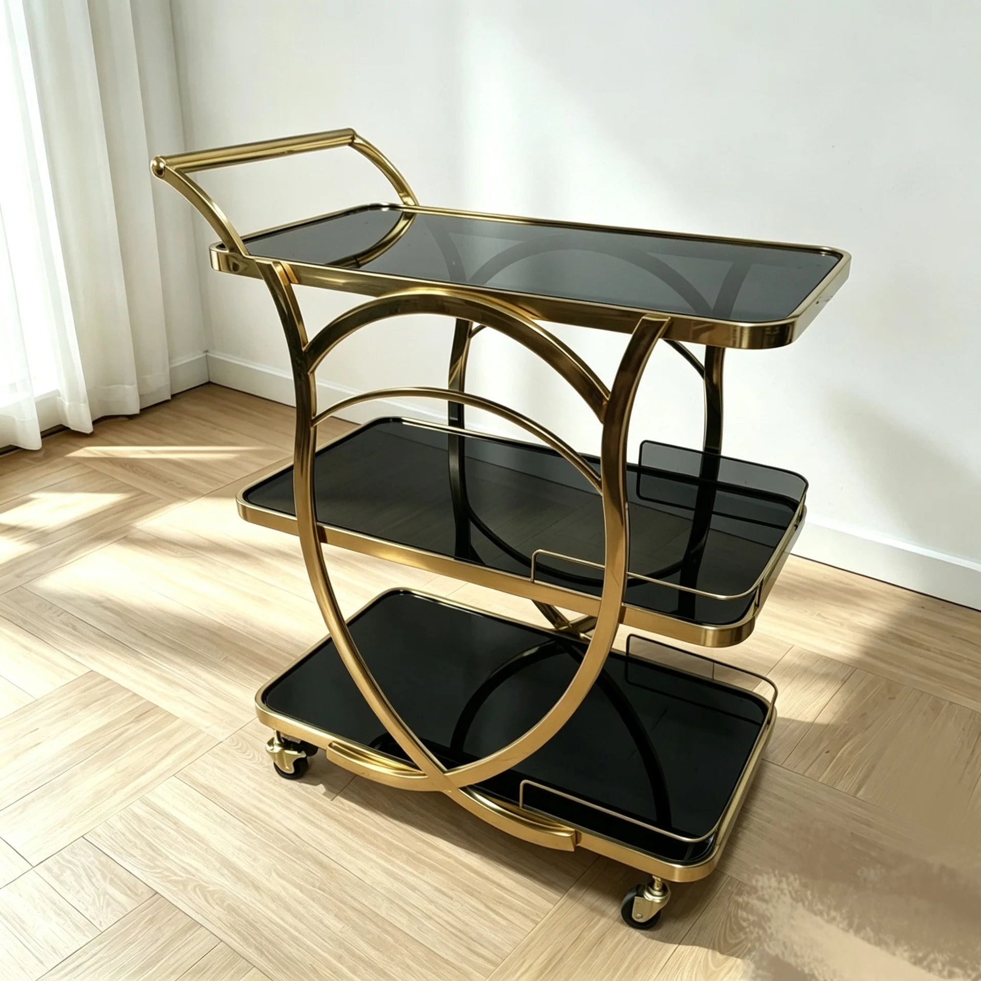 Wine trolley bar food delivery trolley led birthday cake wine luminous mobile trolley