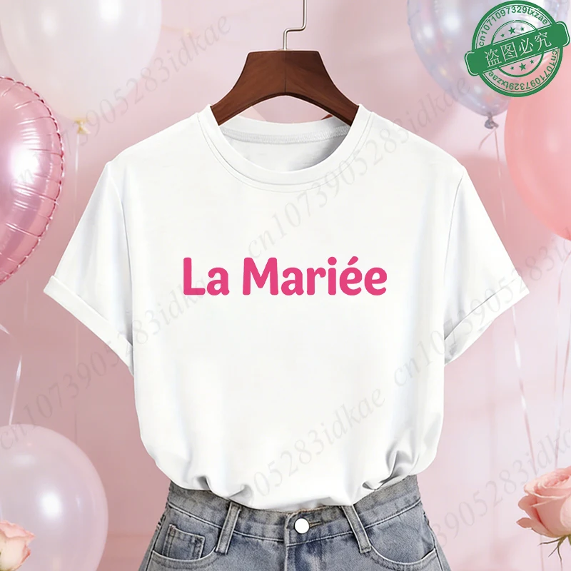 French Future Bride Team Graphic Blouses O Neck Short Sleeve Tees Girls Single Farewell Bachelorette Party Bridal Wedding Squad