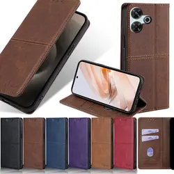 Business Logo embossed Leather Flip Cover for Xiaomi Poco F6 Pro X6 Neo poco C61 Magnetic Book Case Shockproof Cover Card Holder