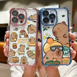 Funny Capybara Plating Case for IPhone 16 15 14 13 12 11 Pro Max X XR XSMax 7 8 6 Plus Anti-Fall Airabag Back Cover