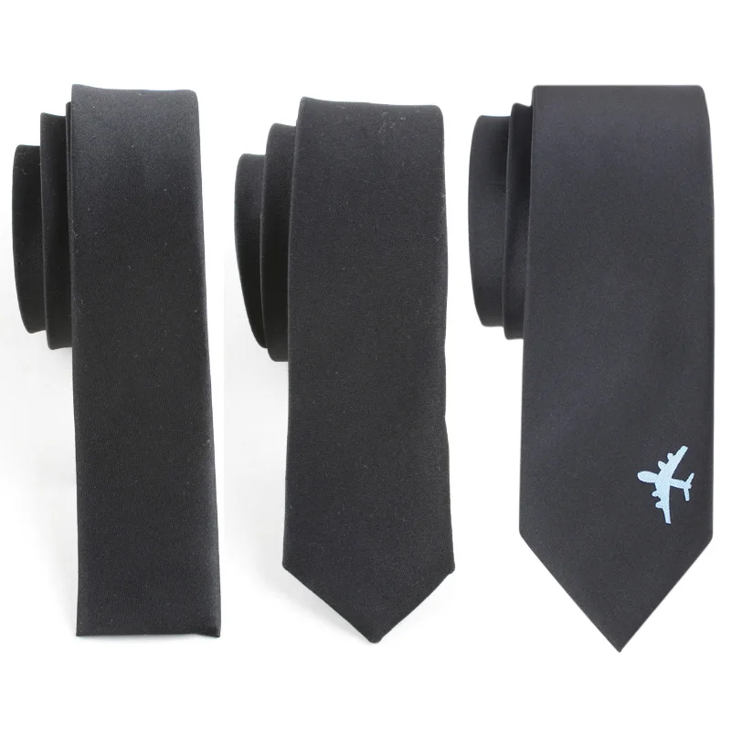 Fashion Casual 3.5cm/8cm Slim Silk Tie Solid Color Black Ties Handmade Men Woven Skinny Necktie For Wedding Party