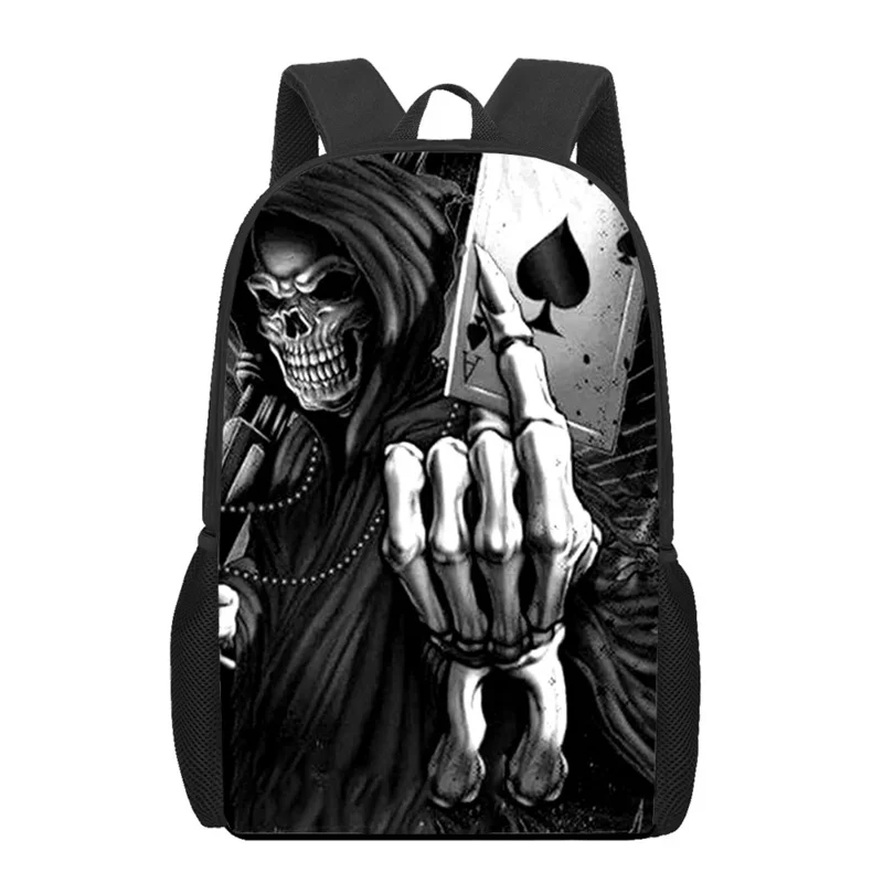 Horror Grim Reaper Skeleton Print Kids School Bag Children Book Bag Girls Boys Teenager Casual Shoulder Rucksack Daily Backpack