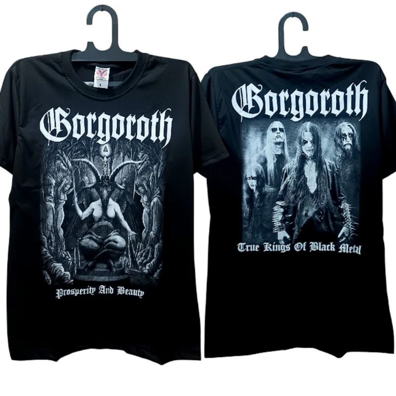 تي شيرت GORGORTH المعدني الأسود - قميص كاجوال مطبوع بأكمام قصيرة للرجال والنساء