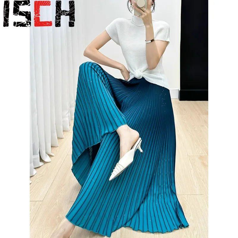 

Pleats Pleated Pants for Women's 2024 Autumn New High End Gradient Color Loose Plus Size Slim Striped Wide Leg Pants Clothing