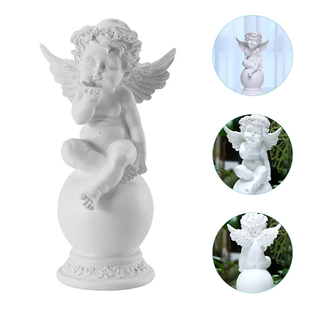 

Angel Statue Sitting Resin Craft Smooth Surface Angel Ornament Home Garden Decoration Cute Decor Angels Figurines