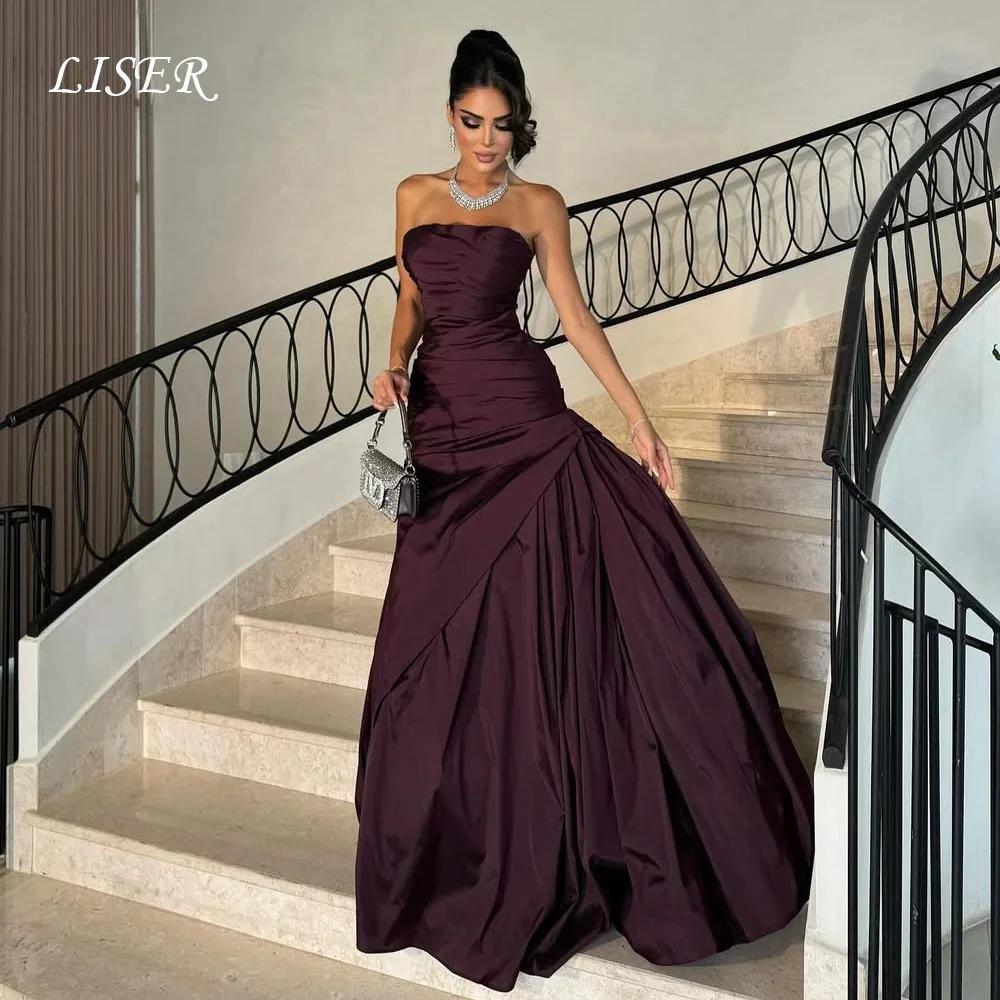 

Liser Saudi Arabia A-Line Prom Evening Dresses Strapless Silk Taffeta Night Party Dresses 2026 Cocktail Prom Gowns Customized