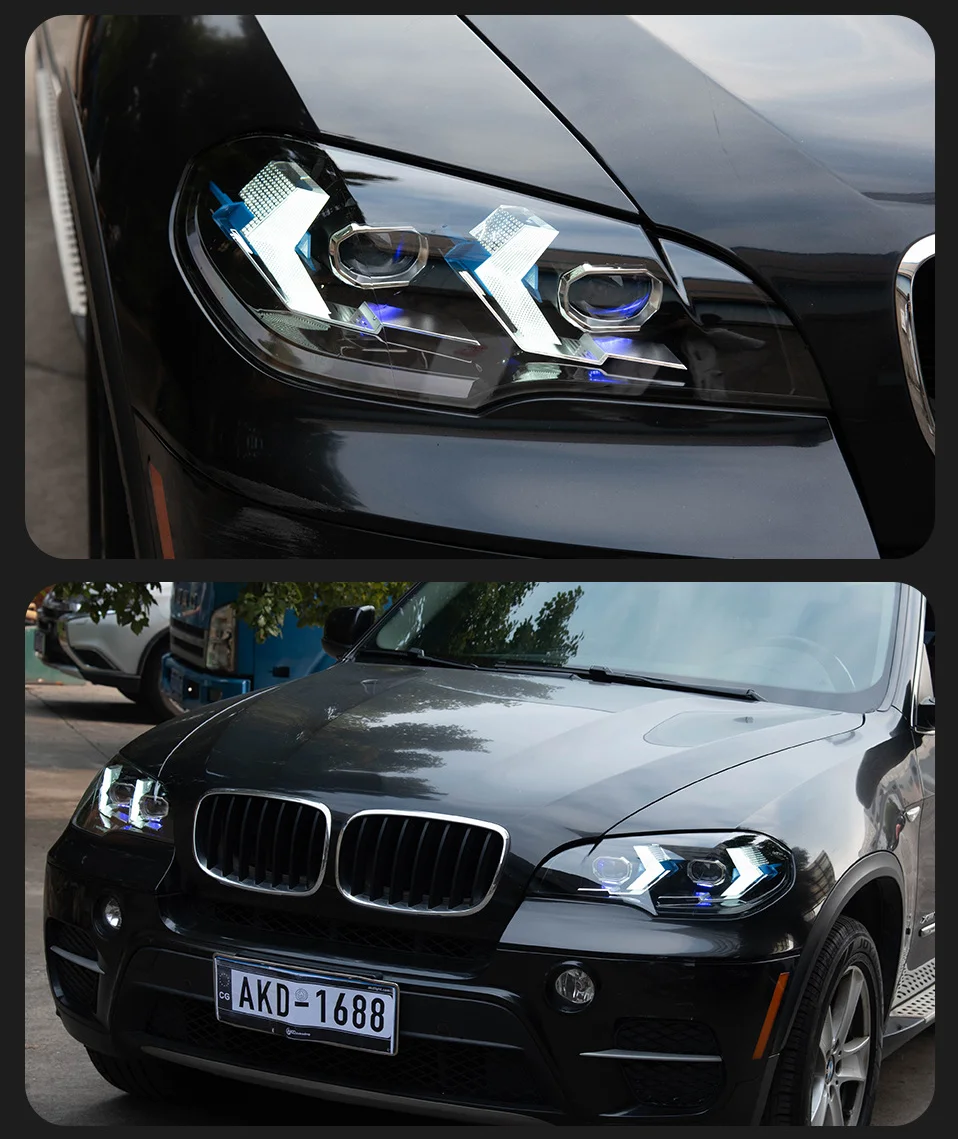 For the 2007-2013 BMW X5 headlight assembly E70 modifying LED  daytime running lights and LED turn signals