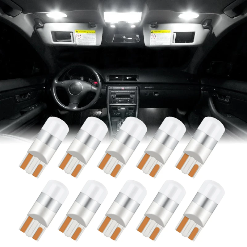 

10Pcs Car T10 Led Bulb 194 2825 168 W5W 3030 SMD Interior Map Trunk Footwell Door Glove Box Lights Side Lamp for Audi A3 8P 8V