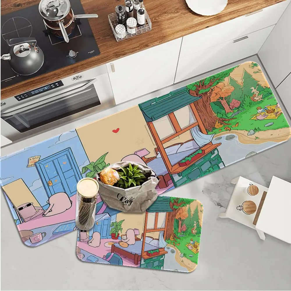 Cartoon Funny Big Eyes Ketnipz Printed Flannel Floor Mat Bathroom Decor Carpet Non-Slip For Living Room Kitchen Welcome Doormat