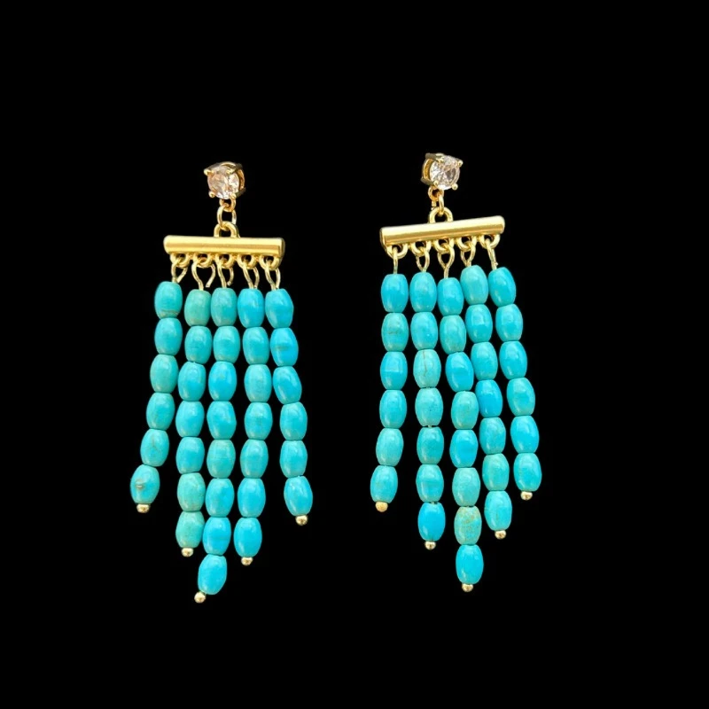 

NISHIZAWA бирюзовые женские серьги с длинными кисточками, богемные гиперболические украшения, модные винтажные элегантные Aretes De Mujer