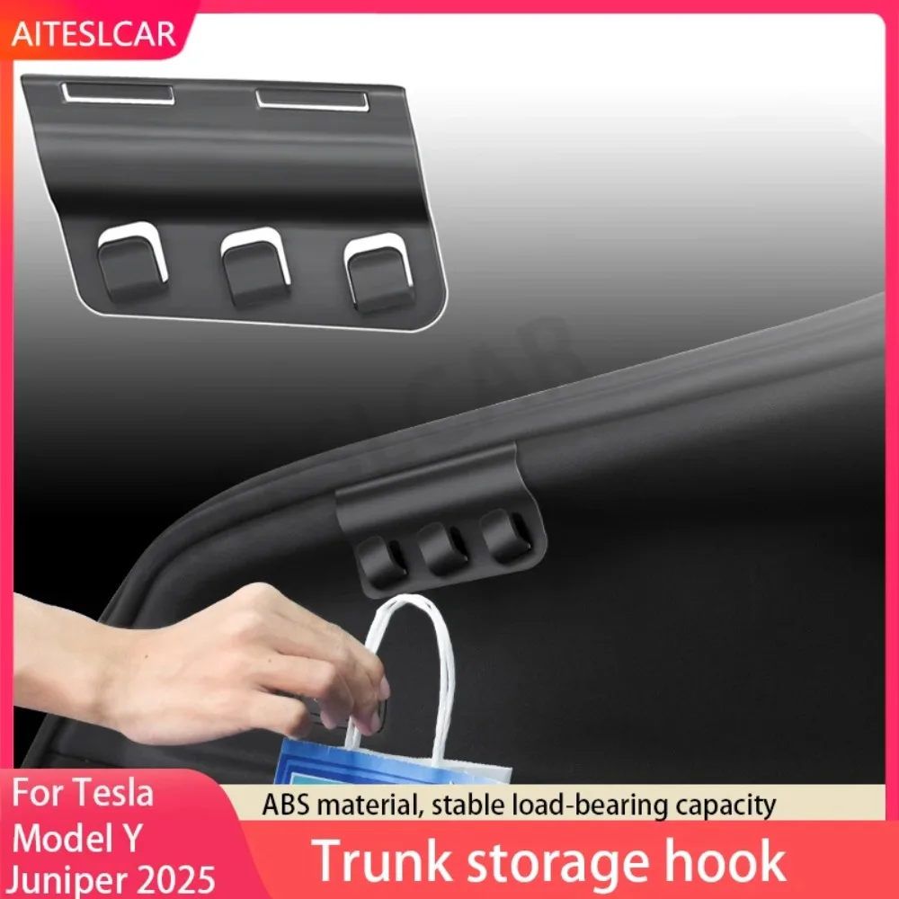 for Tesla Model Y Juniper 2025 Rear Trunk Hook Seat Button Cargo Grocery Shopping Bag Holder Umbrella Hanger Storage Car Interio