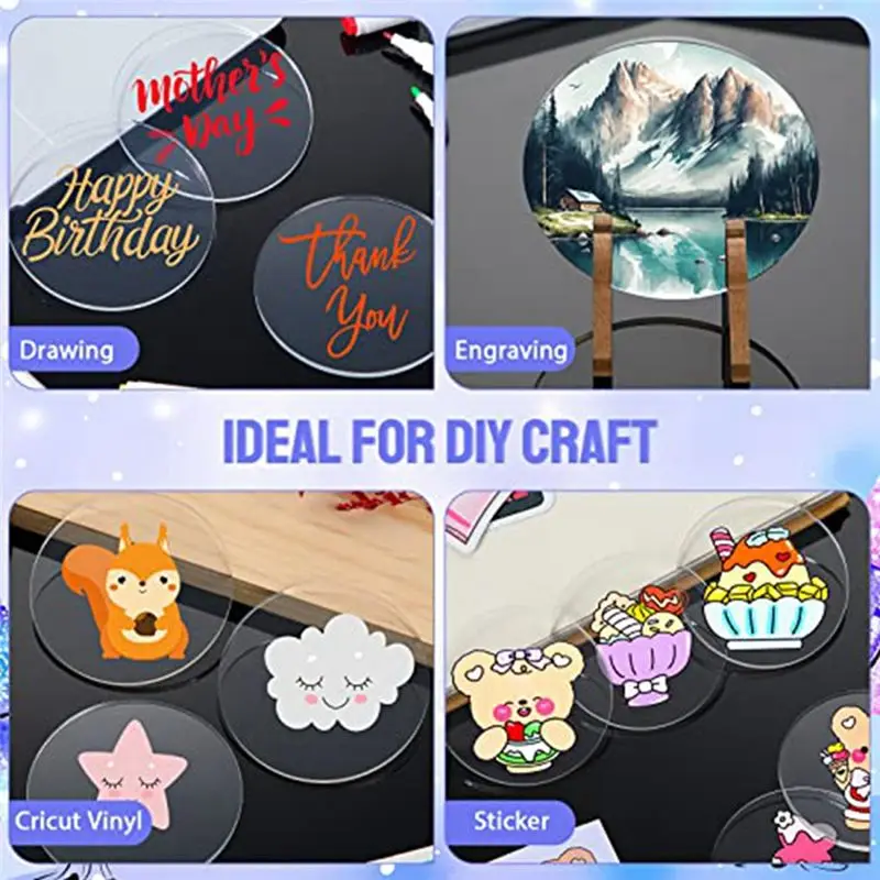 2026 + 60 piezas de discos circulares acrílicos transparentes, hojas acrílicas redondas gruesas, disco circular acrílico, espacios en blanco para adornos (3 pulgadas)