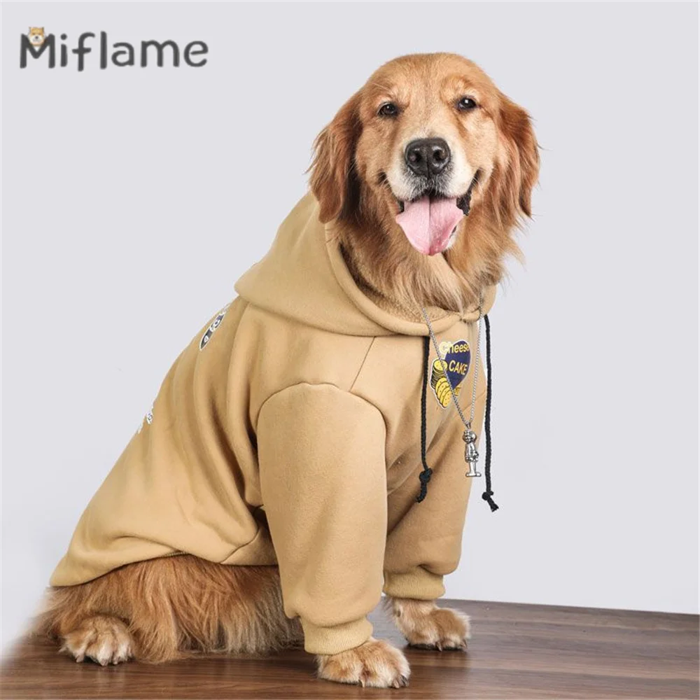 Miflame 2022 Winter Warm Big Dog Sweater Golden Retriever Labrador German Shepherd Cute Printed Pet Dog Hoodie Large Dog Clothes