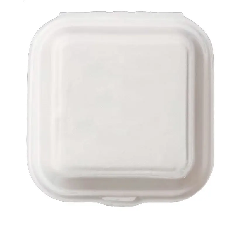 Customized. Sugarcane Pulp Disposable to-Go Box Pulp Lunch Boxes 6-Inch Hamburger Box Take-out Bento Packaging Cake Box Heating