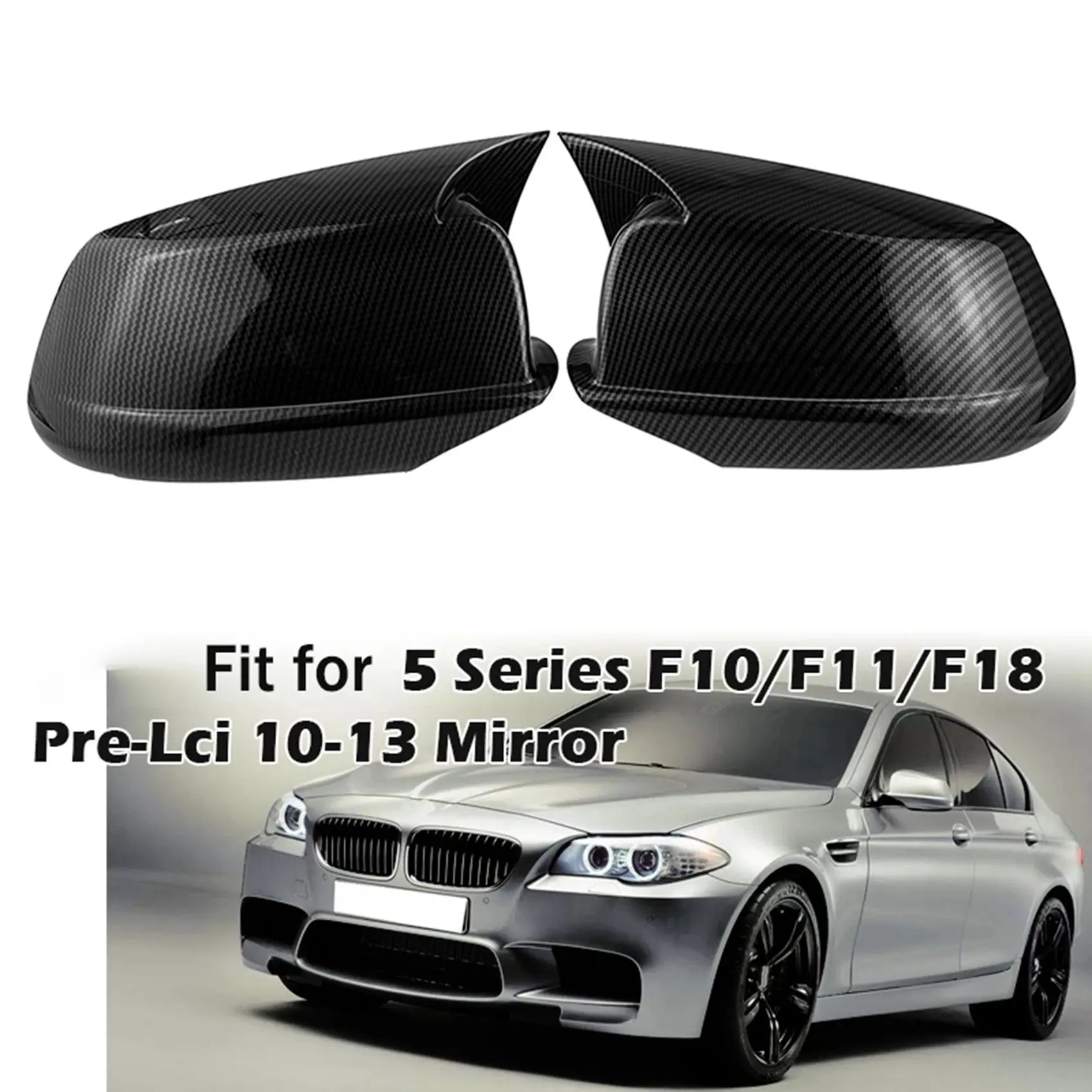 Carbon Fiber Rear View Mirror Cover Side Mirror Cap for BMW 5 Series F10 F11 F18 528I 530I 535I 550I 2011 2012 2013