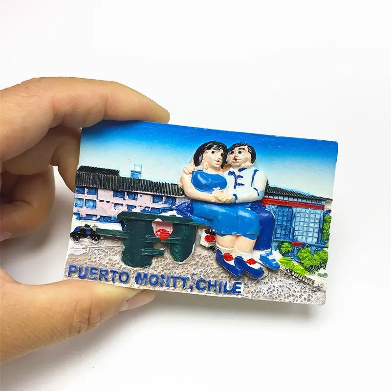 Chile Puerto Montt German-Style Building 3D Resin Imã Magnético Geladeira Strong Magnet Cute Refrigerator Magnets