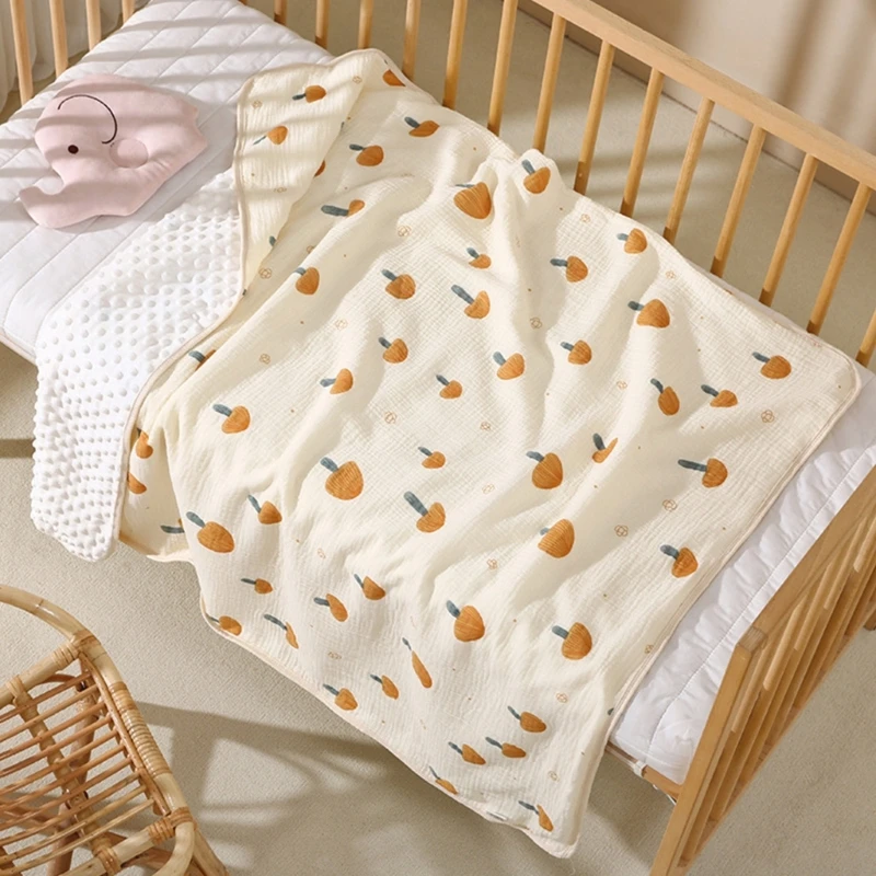 Coperta in crêpe di cotone trapunta double-face per bambini Biancheria da letto per bambini Swaddle Muslin Wrap