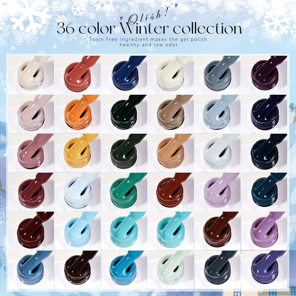 Vendeeni 36 Colors/Set High Pigment Winter Cyan Blue Gel Nail Polish TPO HEMA FREE Brown Purple UV LED Gel Varnish With Display