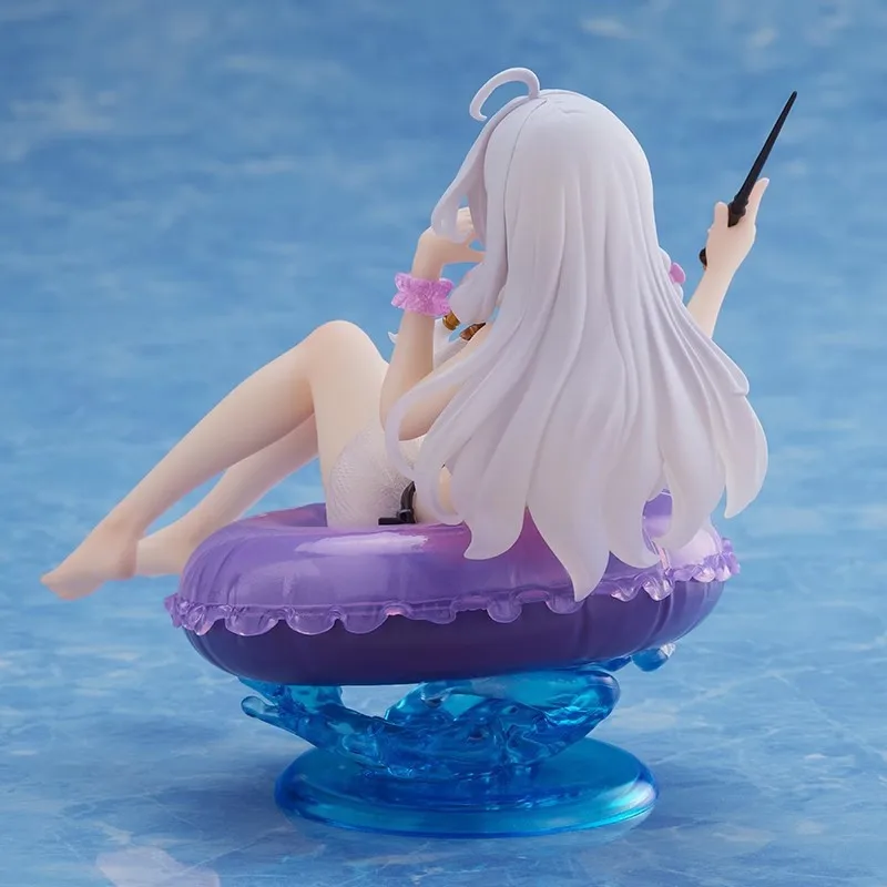 13CM Anime Elaina Figure Wandering Witch The Journey PVC Cute Sitting Position Swimsuit Model Swimming Ring Series Toys Gifts