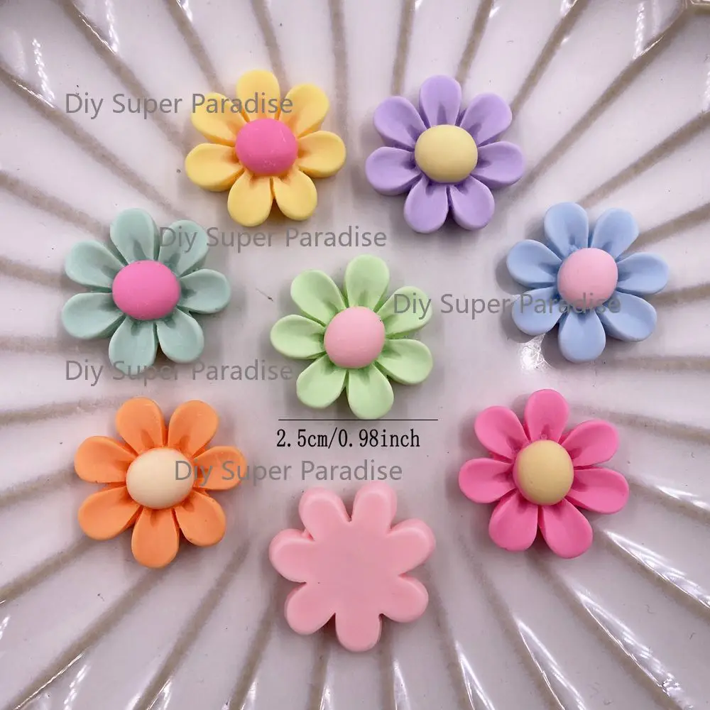 25mm Resin Kawaii Colorful Painted Sun Flower Figurine Flat back Stone 10PCS Scrapbook DIY Decor Home Crafts Jewelry Accessories