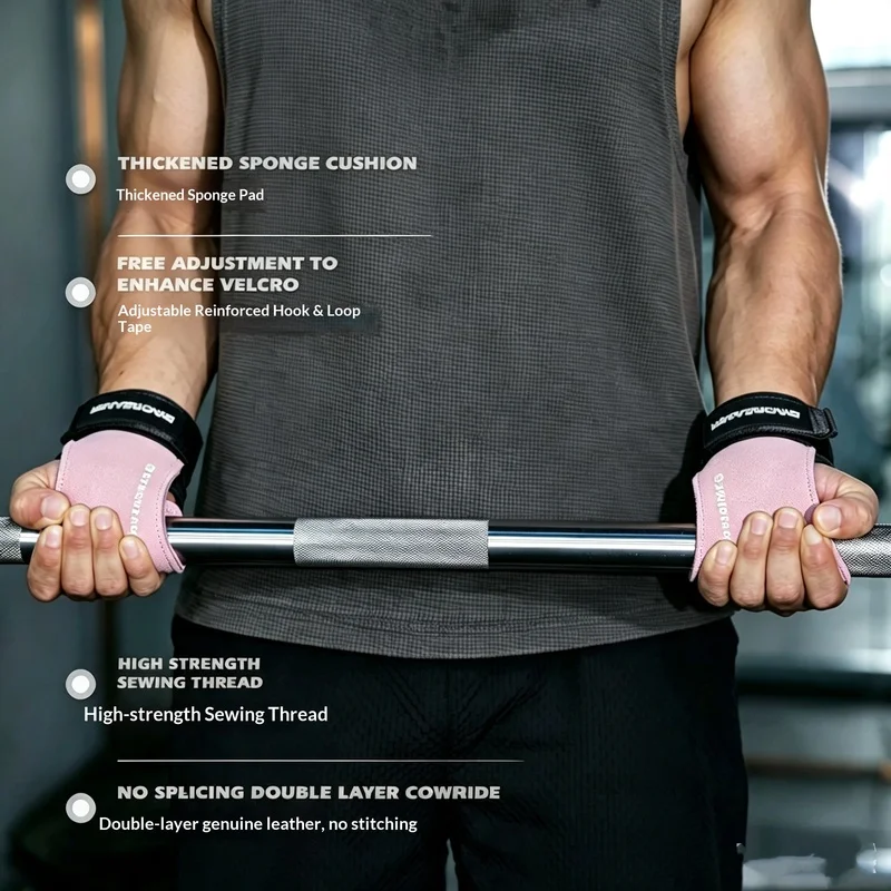 GYMDREAMER Weight Lifting Wrist Straps Cowhide Gym Training Non Slip Grip Pads Wrist Support For Workout Weightlifting