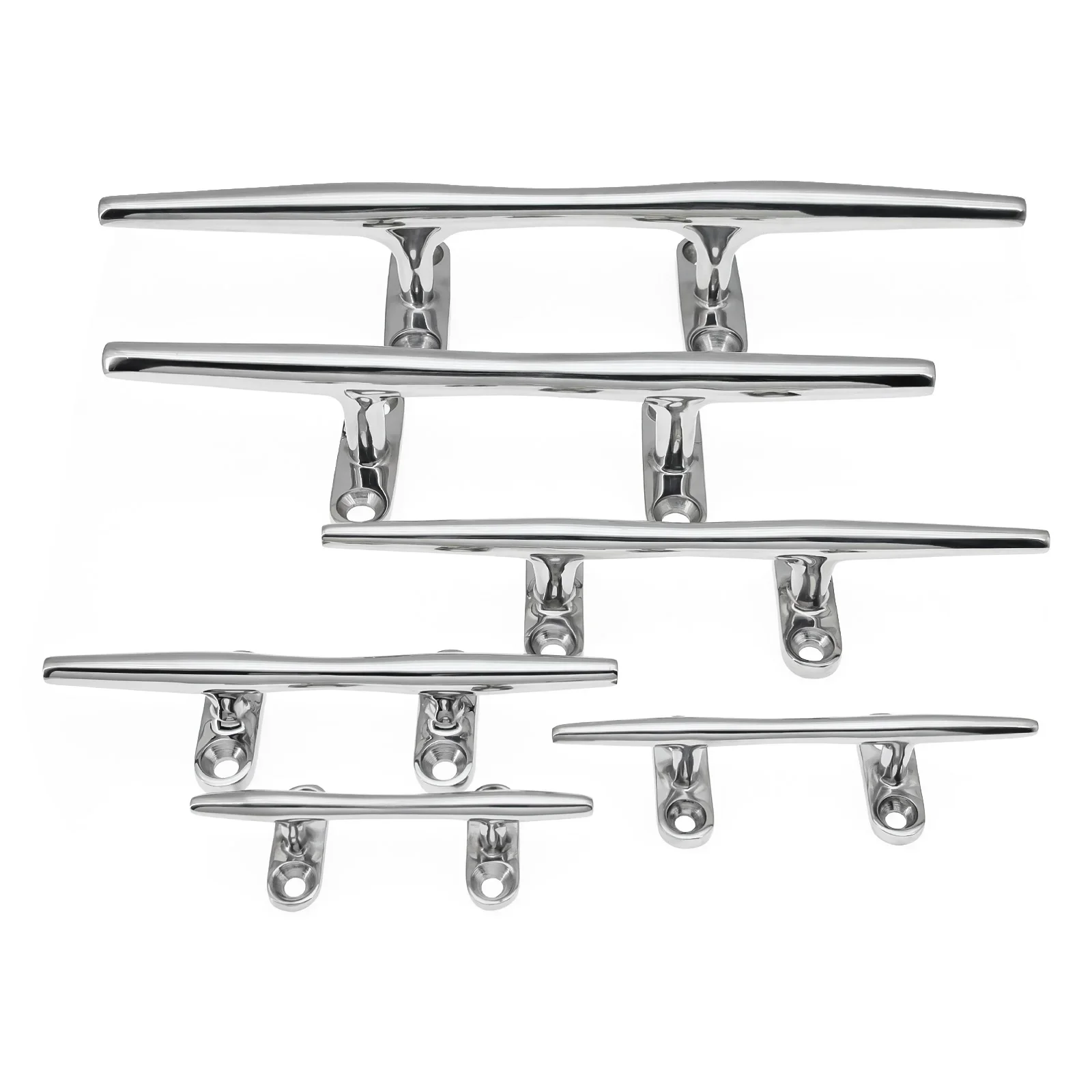5" 6" 8" 10" 12" Stainless Steel Mirror Finish Heavy Duty Boat Hollow Base Cleat Circular Bolt Marine Marine Yacht Accessories view 2