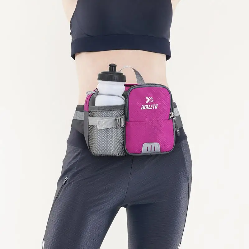 

Water-Resistant Adjustable Fanny Pack With Bottle Holder Hip Bum Bag Zipper Pockets For Outdoor Hiking Running Cycling
