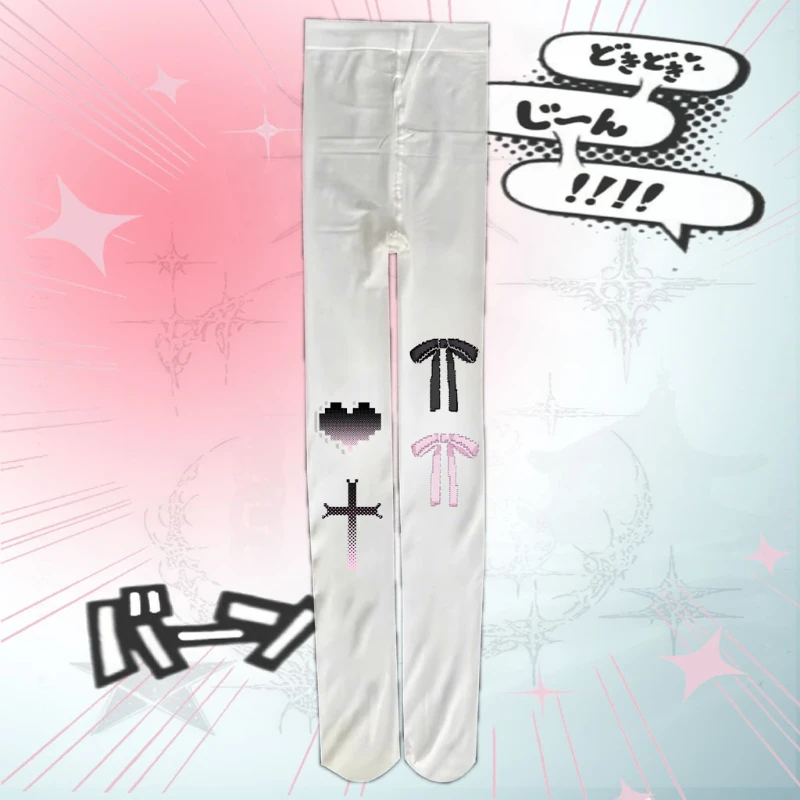 

Personalized and fashionable white stockings for women, Y2k Harajuku punk style pure desire sexy hot style tight fitting pantyho