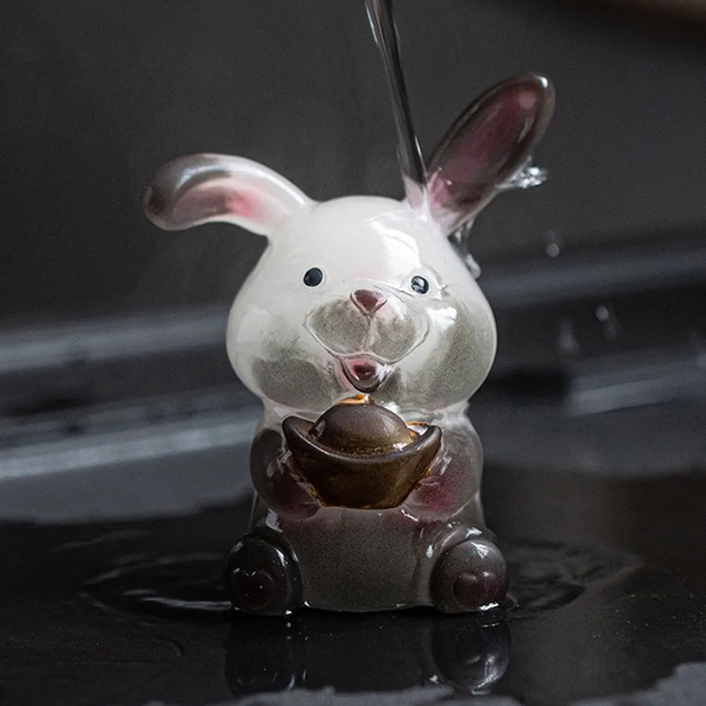 

Color Changing Rabbit Tea Pet Resin Decor Desktop Ornament Realistic Bunny Figurine Home Decor Miniature Bunnies Table of Rabbit